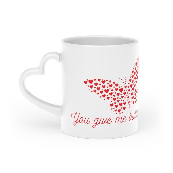 Valentine's Day Heart-Shaped Mug for lovers, You Give Me Butterflies