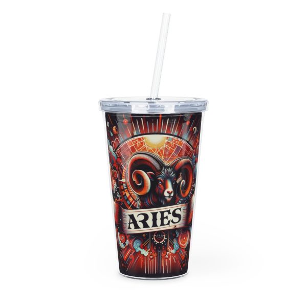 Zodiac Tumbler with Straw 20oz Plastic Astrology Tumbler - Image 9